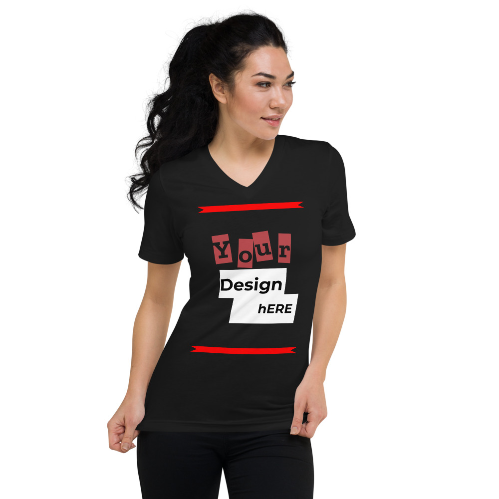 Female-v-neck-tee-black-front-